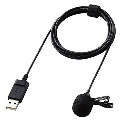 Elecom Pin Microphone with Clip with Wind Jammer USB-A Storage Pouch 1.8m Black