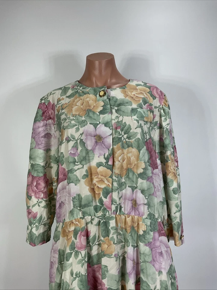 Vestido Vintage Jenny Secretary Cottagecore Pradera PLUS 18W 80’s 90’s Floral Foto 3 de 4