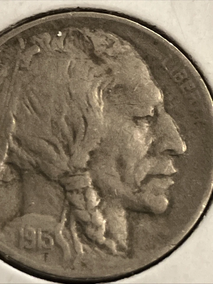 Cuerno completo de níquel búfalo tipo 1 1913-P con error de doble matriz frente a nariz Foto 4 de 4