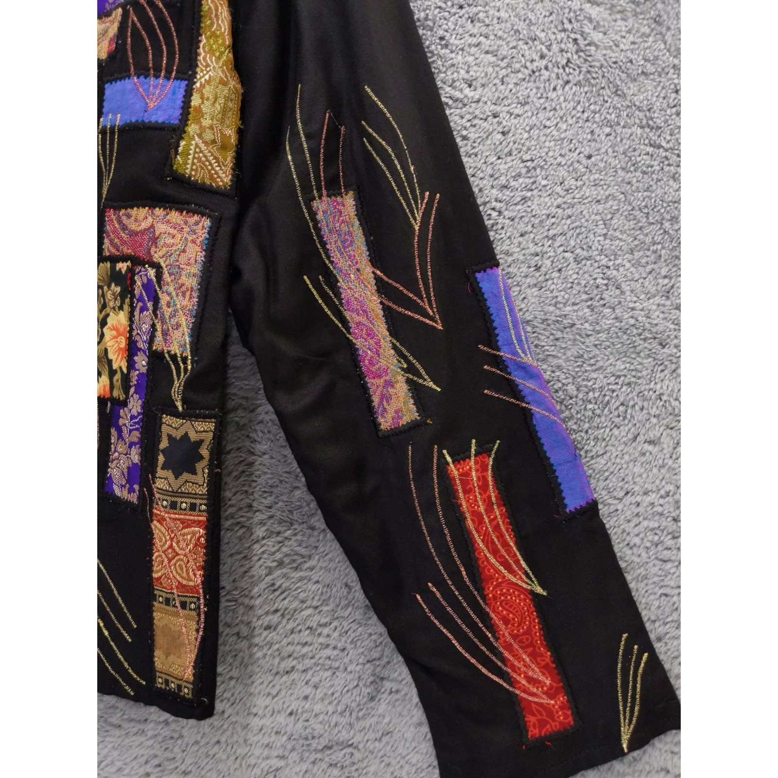 Coldwater Creek Black Rayon Patchwork Embroidered… - image 4