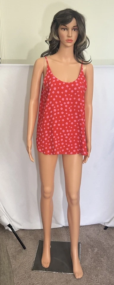 Blusa sin mangas forrada roja/rosa LOFT Ann Taylor para mujer talla mediana nueva con etiquetas Foto 3 de 4