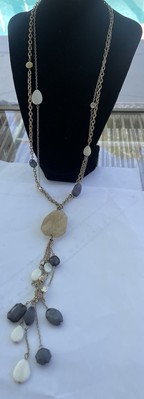 Chicos Two Layer , natural stone Cascading Y Necklace 5705