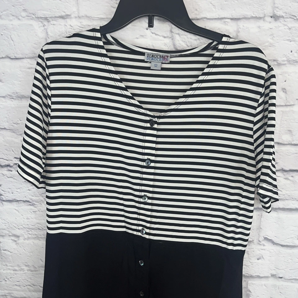 Maxi Vestido Democracy Para Mujer Náutico Costero Informal Elegante Con Botones Talla 12 Foto 4 de 4