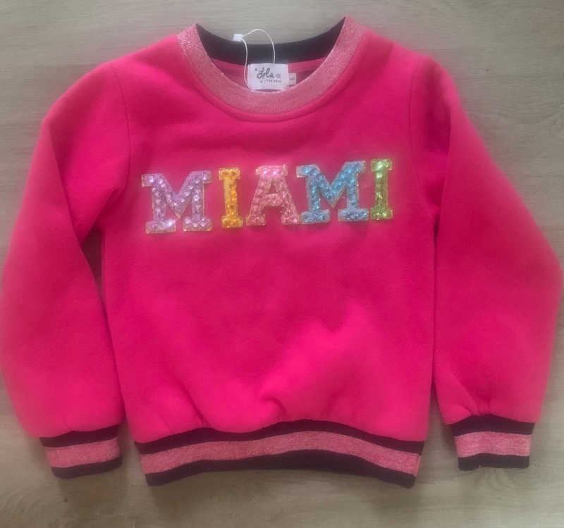 Lola and the Boys MIAMI pink rhinestone sweatshirt size 6 girls