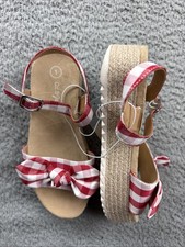 Cat Jack Shoes Girls 1 Red Daphne Gingham Platform Espadrille Sandals