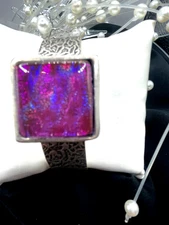 Handmade Dichroic Glass Pendant or Bracelet