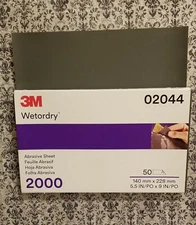 3M 02044 Imperial Wetordry 5-1/2 Inch x 9 Inch 2000C Grit Sheet