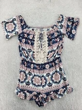 womans culottes dress J for Justify size L floral pattern poly blend crochet pat