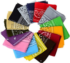 One Dozen/12Pcs Assorted Bandanas 22X22 Inch 100 Cotton Novelty Double Sided Pr