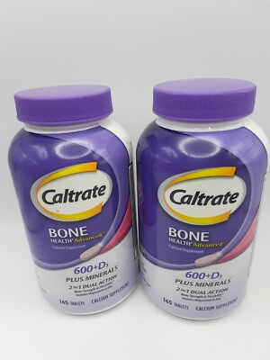 x2 Caltrate 600 Plus D3 Minerals Calcium & Vitamin D Supplement 165 Tablets 7/25