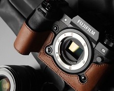 Genuine Real Leather Half Camera Case Bag Cover for FUJIFILM X-H2s XH2s