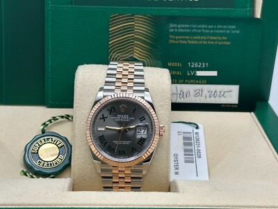 2025 Rolex Datejust 126231 Slate Wimbledon Dial 18K Rose Gold Steel Box Paper