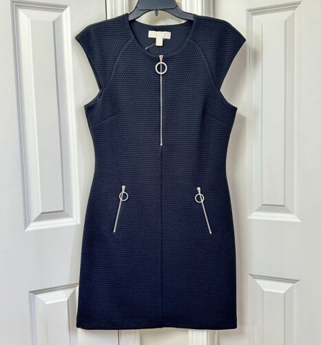 MICHAEL Michael Kors Hexagonal Textured Knit Shift Dress, Size-M