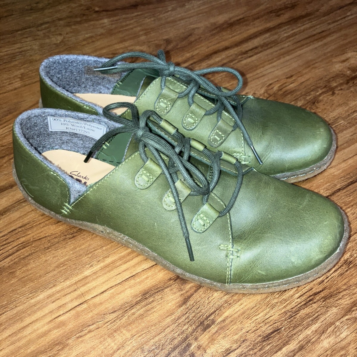 Clarks originals Women's 8.5 Green Leather Lace Up Sneakers | eBay