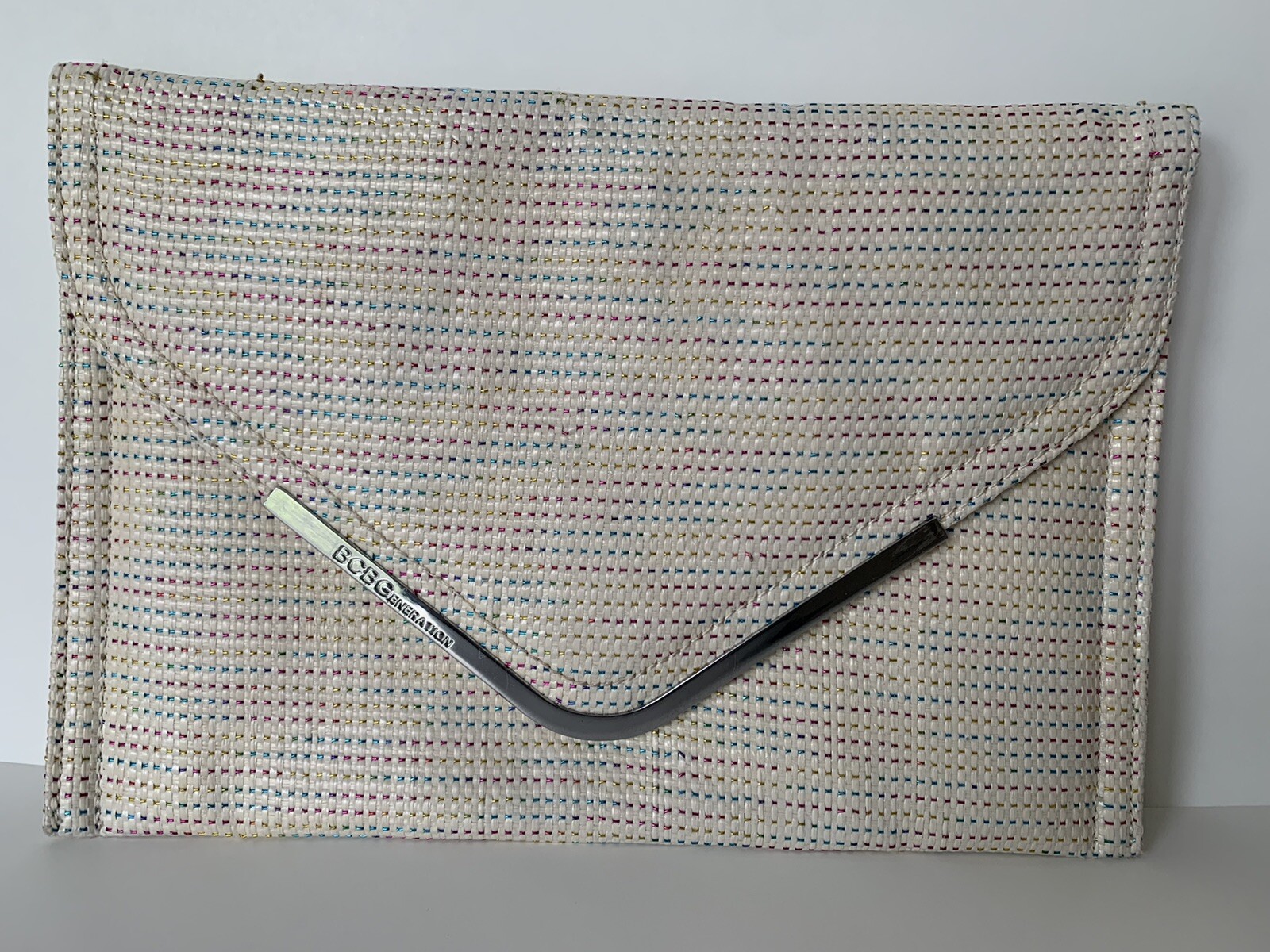 BCBG Generation White/Multicolor Envelope Clutch … - image 1