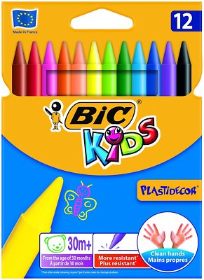 BIC KIDS Wachsmalkreide Plastidecor, 12er Kartonetui