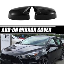 For Ford Focus Mk3 2012-2018 Mirror Cover Wing Cap Ox Horn Case Trim Gloss Black