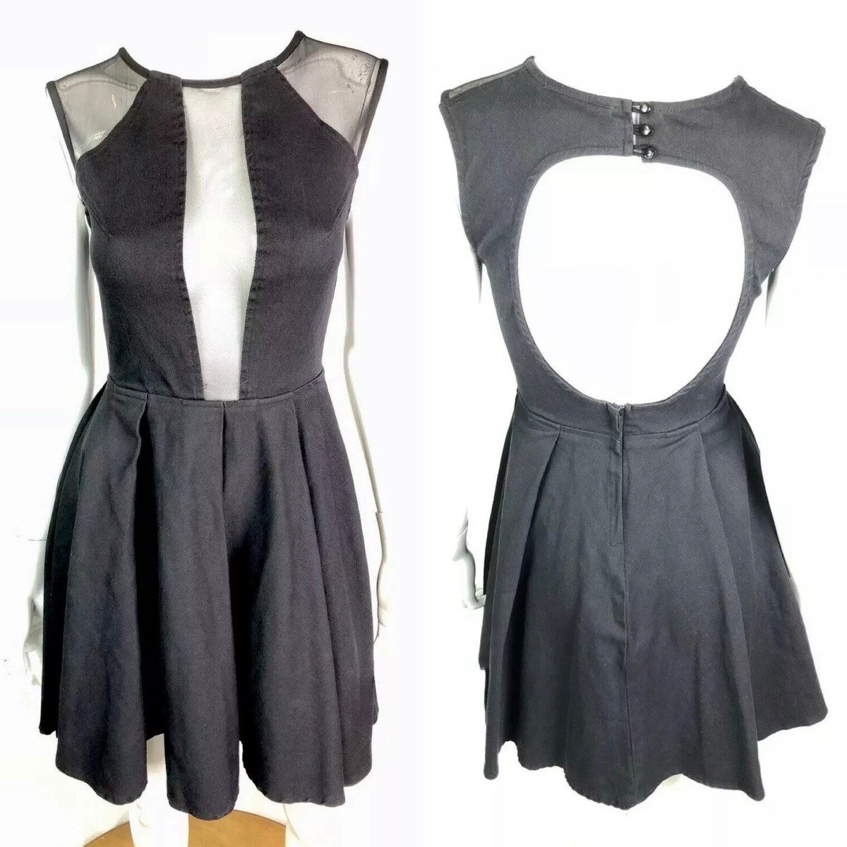 black denim skater dress Lace Up Denim Dress
