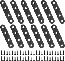 12 PCS 2.99'' X 0.63'' Stainless Straight Flat Brackets, Black Flat Metal Brace