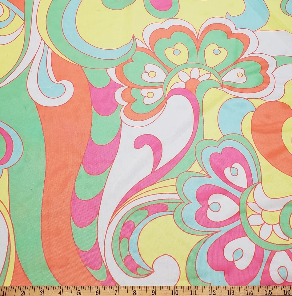 Big Abstract Floral Print Nylon Spandex Power Mesh - Bright Colors - Image 2 of 4