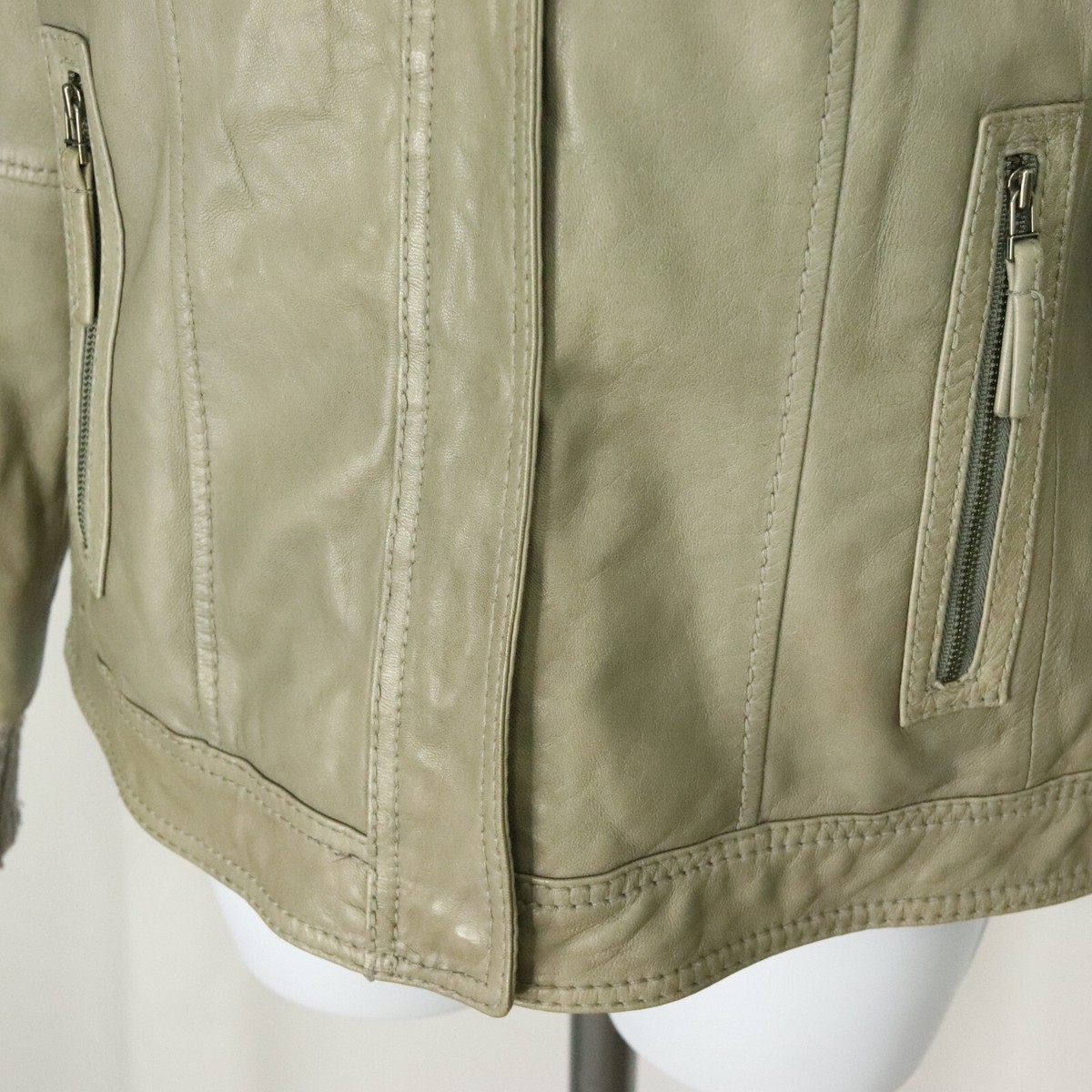Eddie Bauer Women's Size S Beige Genuine Lamb Leather Full Zip