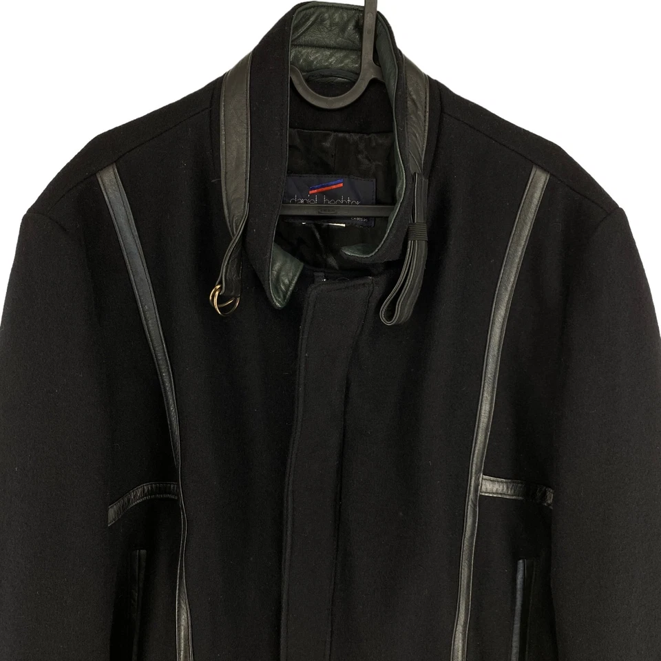 Daniel Hechter Negro Mezcla Lana Chaqueta Estilo Motero TALLA S - Imagen 2 de 4