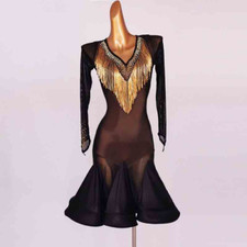 Ballroom Dance Dress Practice Clothes Latin Competition Fringe Skirt Wear