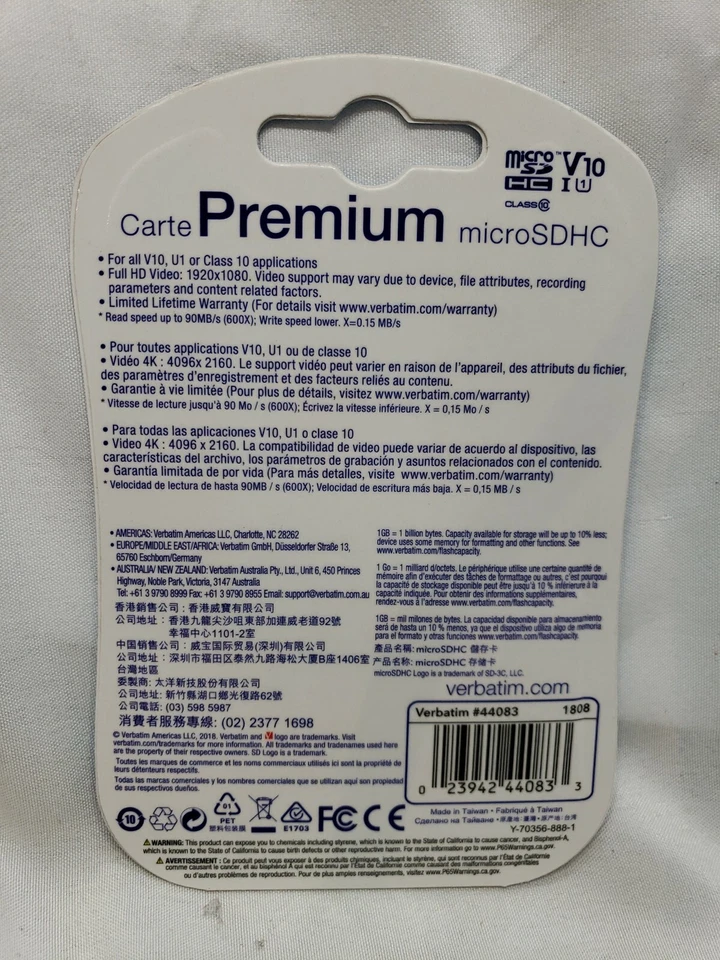 Verbatim 32GB Class 10 microSDHC Memory Card w/ Adaptor/ New - Image 2 of 2