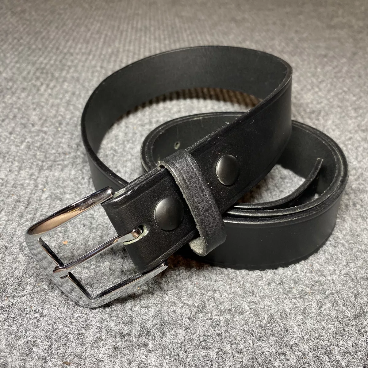 Mens black belt with silver deals buckle