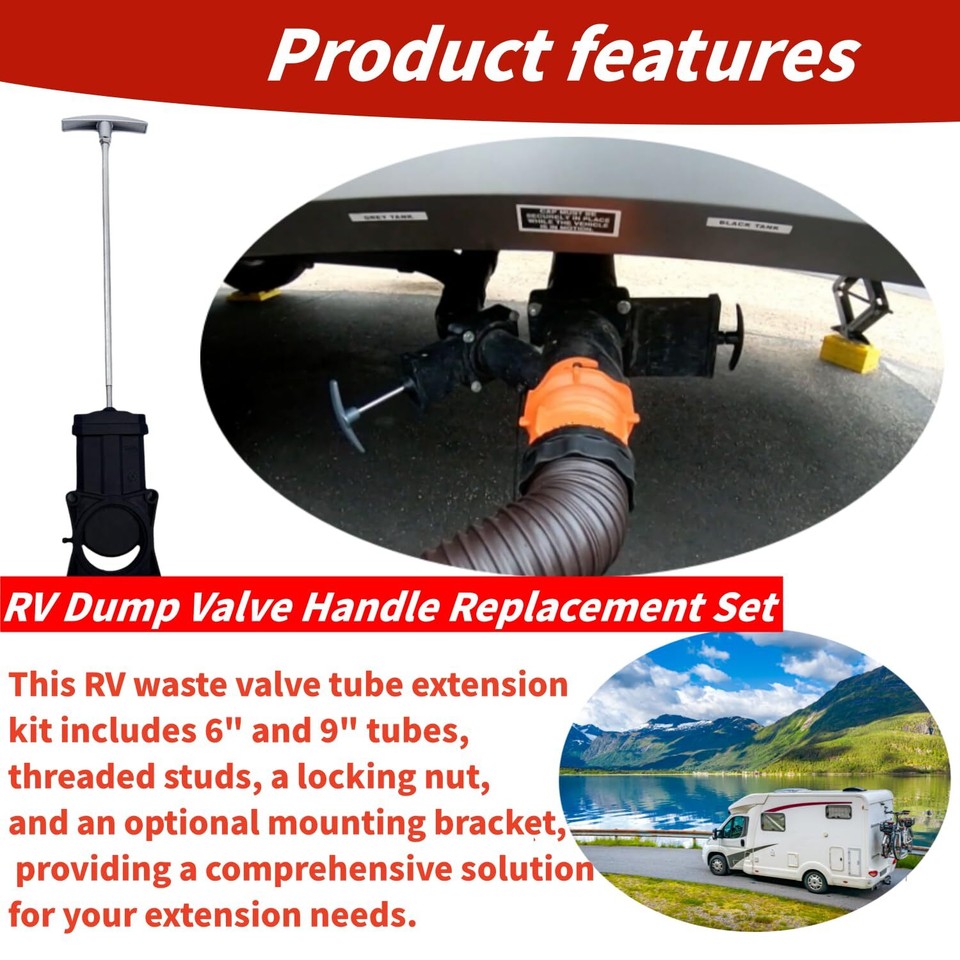 YJNAUPAI 2 PackRV Waste Valve Extension Tube 9" TX9HPB RV Waste Valve