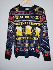 BNWT CHRISTMAS JUMPER MENS MED 38 40 BEER PUB BAR SWEATER NOVELTY PULLOVER Vc1