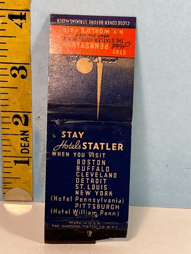 1941 The Statler Hotel New York Worlds Fair Billboard Matchbook