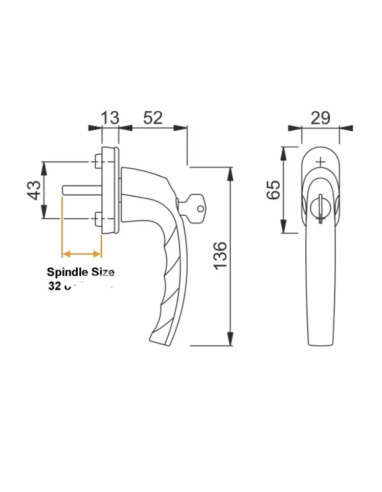 HOPPE Lockable Luxembourg Handle for Tilt & Turn Windows w/ Key, 099S/U26- BLACK - Image 3 of 4