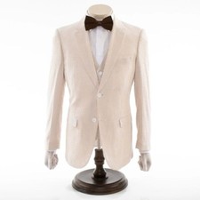 Men Seersucker Suit Beige Striped Party Prom Groom Tuxedo Wedding Summer Casual