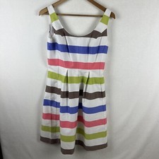 Nine West Dress Womens 4 Colorful Striped Fit Flare Mini Strapless