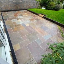Raj Green Indian Sandstone Paving Slabs Riven Mixed Patio Kit 22mm 9.5sqm 19sqm