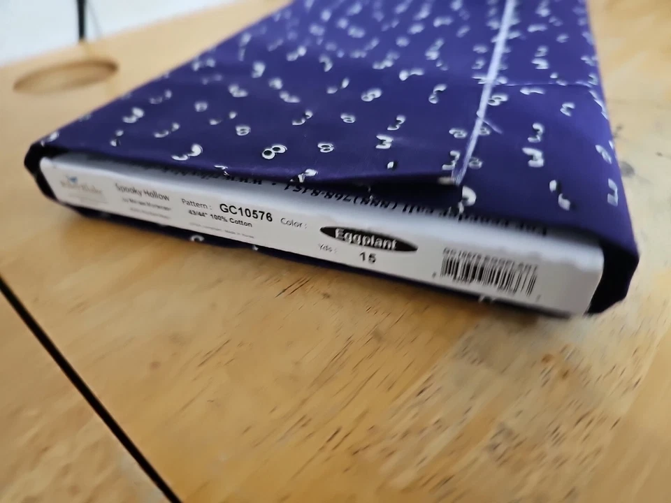 6 YDS Riley Blake Spooky Hollow GC10576 Eyeballs Eggplant Glows in the Dark - Image 2 of 3