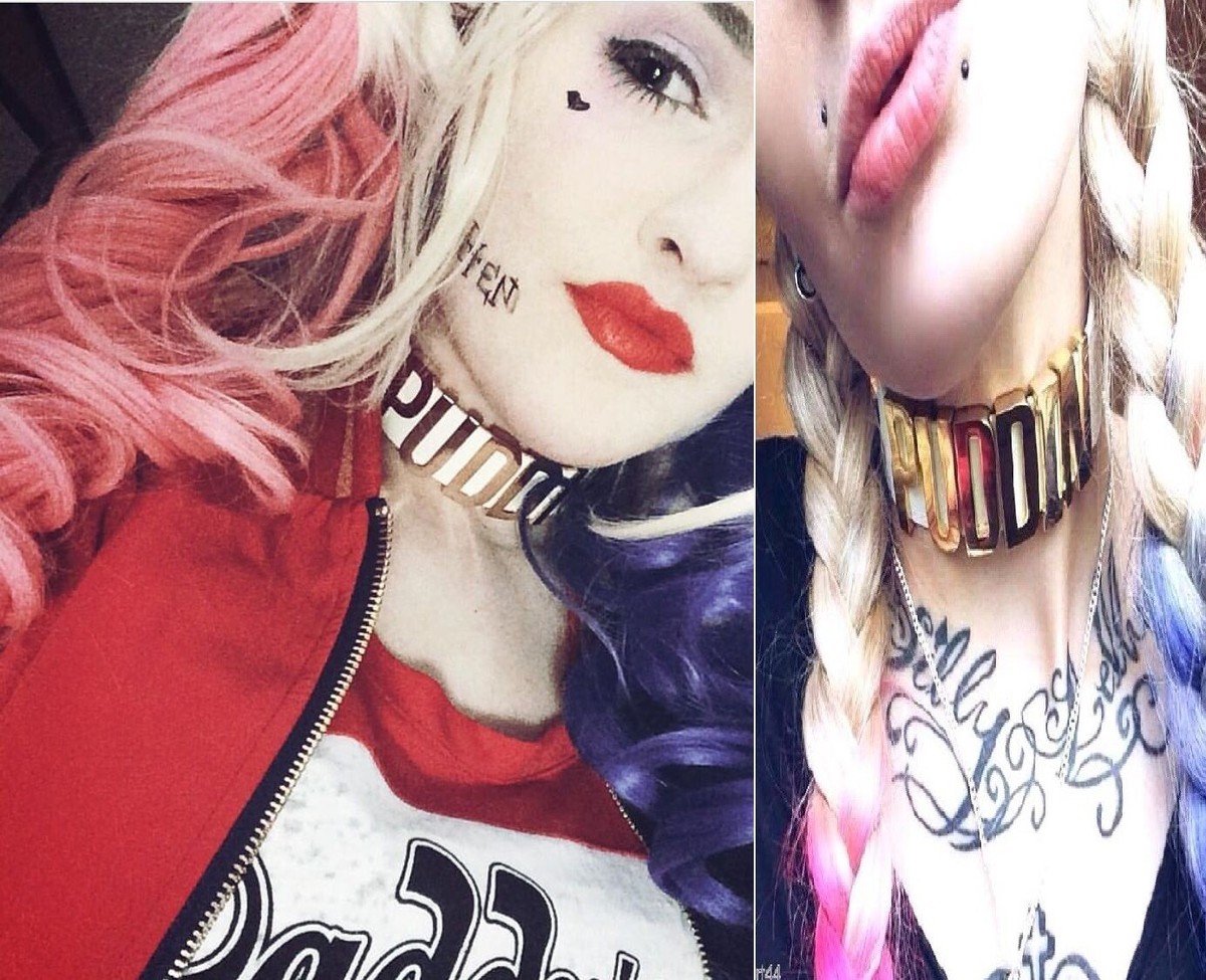 Collana Girocollo Puddin Per Cosplay Harley Quinn – Pelle Sintetica Con Lettere Dorate – Accessorio Per Feste E Halloween
