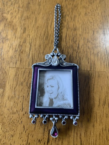 Lenox Ornament Picture Frame Silver/Pewter Tone Purple Enamel Rhinestones - Picture 2 of 7
