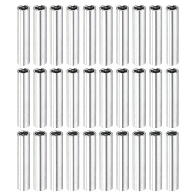 30Stk Runde Kupplung Mutter M4 x 0.7mm Innengewinde 25mm Befestigung Silber