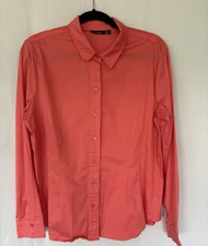 Apt 9 Top Size XL Button up Long Sleeve Hot Orange/pink