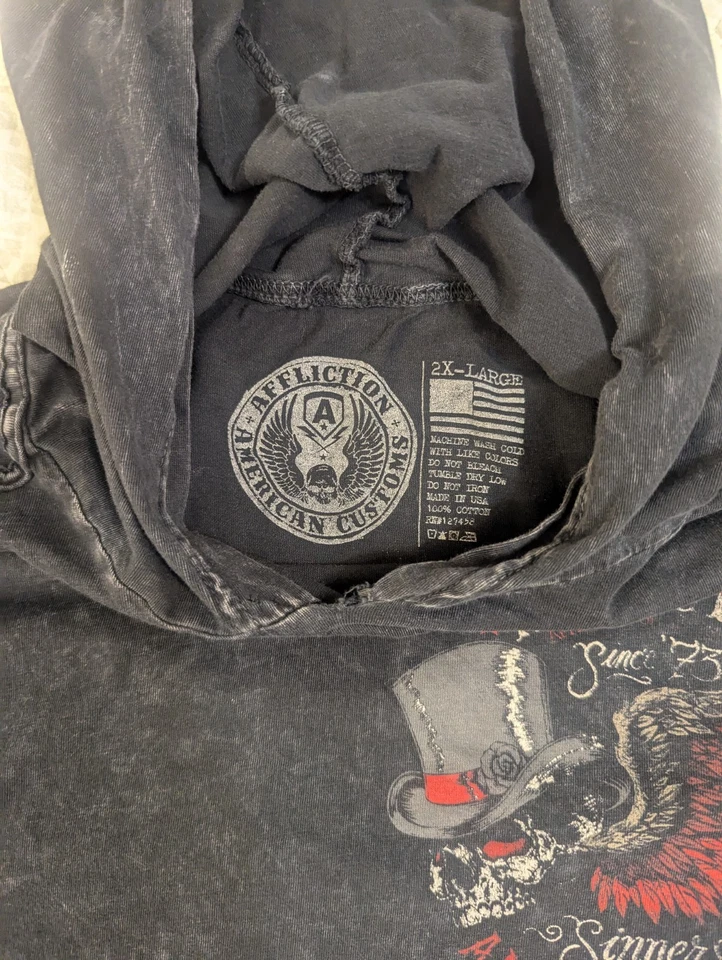 De colección Y2K Affliction Hecho en EE. UU. Para Hombres 2xL American Customs LW Sudadera con Capucha Calavera Motociclista Foto 4 de 4