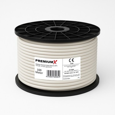 100m DELUXE PRO Satellitenkabel 135dB Koaxialkabel REINES KUPFER Antennen Kabel