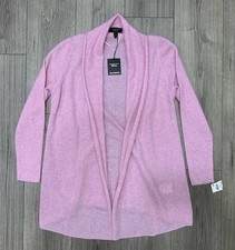 NWT Charter Club 100 Cashmere Rolled-Edge Cardigan Sweater M Chantilly Pink