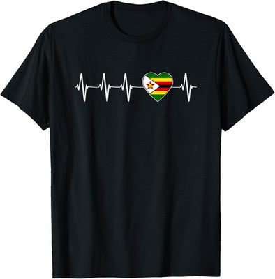 Zimbabwean Heartbeat I Love Zimbabwe Flag Country Gift T-Shirt