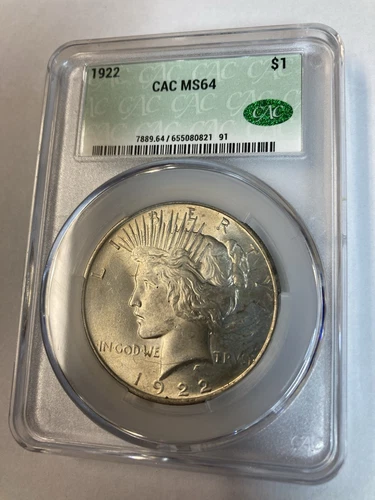 Beautiful 1922 Peace Dollar CAC MS64