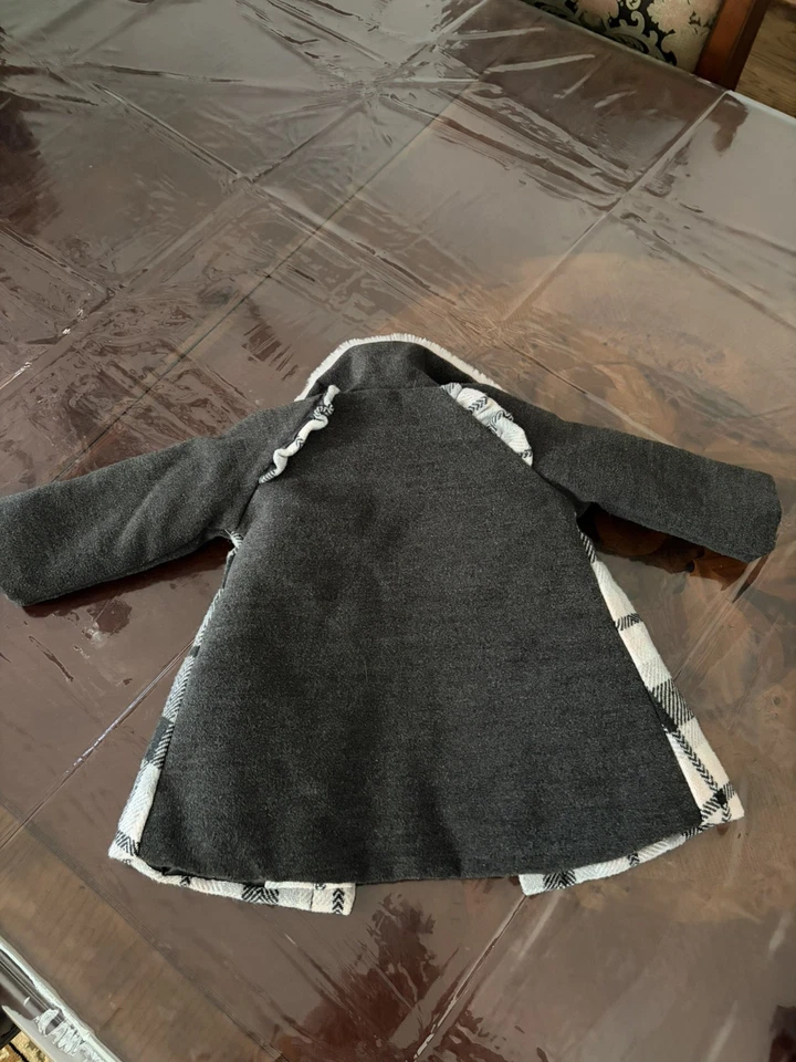 Penelope Mack | Vestido Abrigo de Invierno Rosa Negro Forrado a Cuadros Talla 12 meses Foto 4 de 4