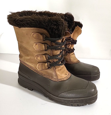 Sorel Badger Insulated Snow Boots Women's Waterproof Duck Style Brown Sz 10