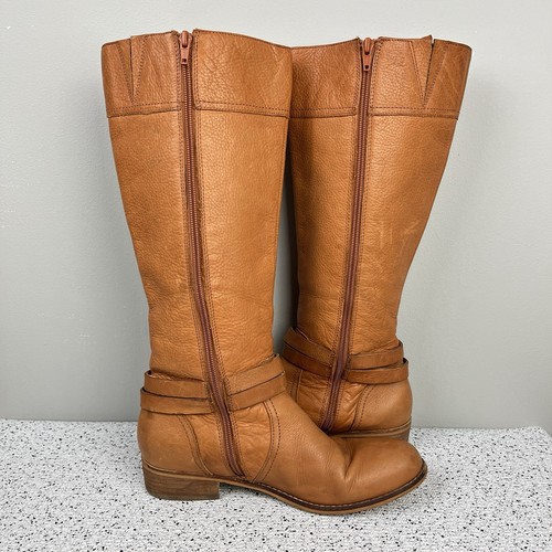 Lands End Womens 8.5B Blakely Riding Boots Tan Leather Zipper Boho - Picture 9 of 11