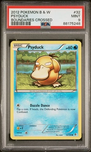 PSA 9 MINT 2012 POKEMON BLACK & WHITE BOUNDARIES CROSSED #32 PSYDUCK